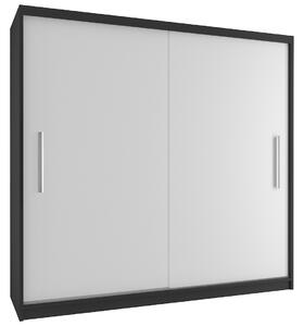 Šatní skříň 200cm Belini černý mat / bílý mat s posuvnými dveřmi SI SZP1/2/B/W/0/AL