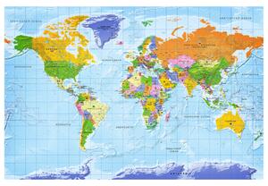 Korková nástěnná dekorační tabule Mapa světa: Vlajky zemí