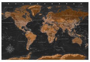 Korková nástěnná dekorační tabule Hnědá mapa světa [Korková mapa]