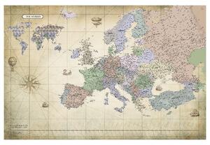 Korková nástěnná dekorační tabule Mapa Evropy (1-dílný) široký [Korková mapa]