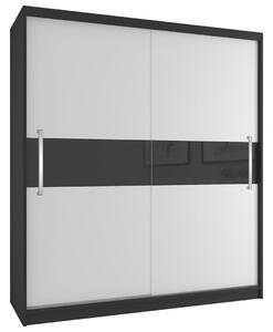 Šatní skříň 133 cm Belini černý mat / bílý mat s posuvnými dveřmi SI SZP2/2/B/W/B/UU