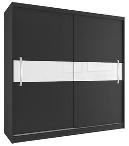 Šatní skříň 200cm Belini černý mat s posuvnými dveřmi SI SZP1/2/B/B/W/UU