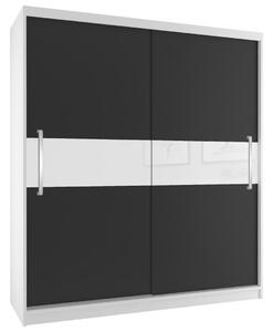 Šatní skříň 133 cm Belini bílý mat / černý mat s posuvnými dveřmi SI SZP2/2/W/B/W/UU