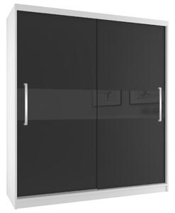 Šatní skříň 133 cm Belini bílý mat / černý mat s posuvnými dveřmi SI SZP2/2/W/B/B/UU