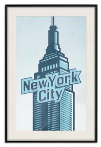 Plakát New York - architektura a anglický text v modré estetice