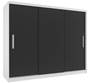 Šatní skříň 232 cm Belini bílý mat / černý mat s posuvnými dveřmi a zrcadlem Výrobce SI SZP4/2/1W/3B/0/AL