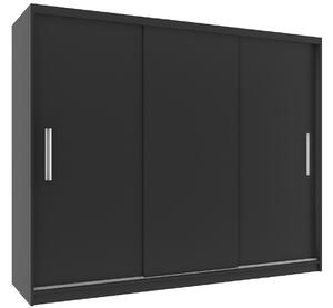 Šatní skříň 232 cm Belini černý mat s posuvnými dveřmi a zrcadlem Výrobce SI SZP4/2/1B/3B/0/AL
