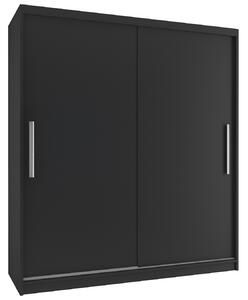 Šatní skříň 133 cm Belini černý mat s posuvnými dveřmi SI SZP2/2/B/B/0/AL