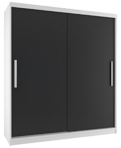 Šatní skříň 133 cm Belini bílý mat / černý mat s posuvnými dveřmi SI SZP2/2/W/B/0/AL