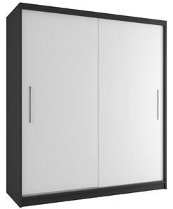 Šatní skříň 158 cm Belini černý mat / bílý mat s posuvnými dveřmi SI SZP3/1/B/W/0/AL