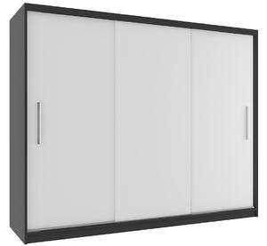 Šatní skříň 232 cm Belini černý mat / bílý mat s posuvnými dveřmi a zrcadlem Výrobce SI SZP4/2/1B/3W/0/AL