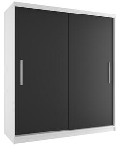 Šatní skříň 158 cm Belini bílý mat / černý mat s posuvnými dveřmi SI SZP3/3/W/B/0/AL