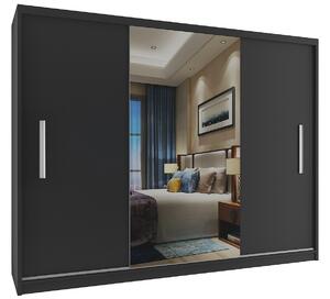 Šatní skříň 232 cm Belini černý mat s posuvnými dveřmi a zrcadlem Výrobce ME SZP4/2/1B/2B1L/0/AL