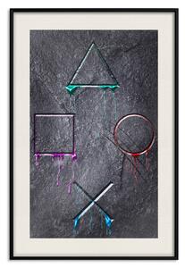 Plakát Návyková hra - abstrakce s geometrickými tvary na tmavém pozadí
