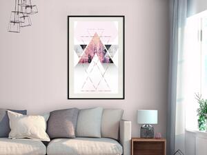 Plakát Brána do ráje - geometrická abstrakce ve tvaru trojúhelníků s nádechem růžové