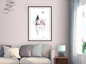 Plakát Cesta nahoru - geometrická abstrakce s růžovými a šedými akcenty