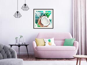 Plakát Kokosový ořech (čtvercový) - geometrická abstrakce s tropickým ovocem