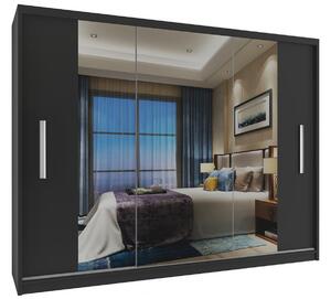 Šatní skříň 232 cm Belini černý mat s posuvnými dveřmi a zrcadlem Výrobce MS SZP4/2/1B/2B1L/0/AL