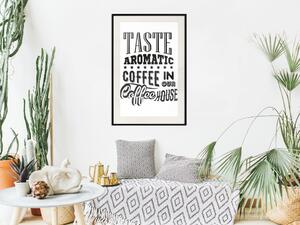 Plakát Ochutnej aromatickou kávu - černé anglické texty související s kávou