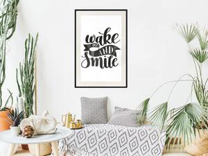 Plakát Wake up and smile - černobílá kompozice s titulky v angličtině