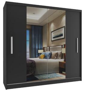 Šatní skříň 200cm Belini černý mat s posuvnými dveřmi a zrcadlem Výrobce ME SZP1/2/B/B/0/AL