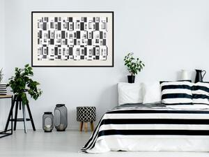 Plakát Abstraktní okna - černo-bílá geometrická abstrakce v obdélnících