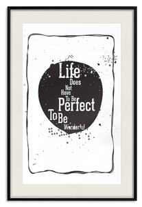 Plakát Citát o životě - černo-bílý motivující anglický nápis v rámu