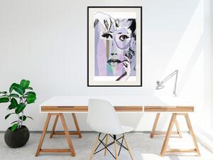 Plakát Plastická chirurgie - abstrakce s tváří ženy v pop-artovém stylu