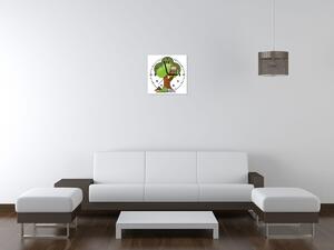 Obraz s hodinami Veselá sova na stromě Rozměry: 30 x 30 cm