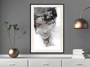 Plakát Ženská krása - černobílá abstrakce s tváří ženy a vzory