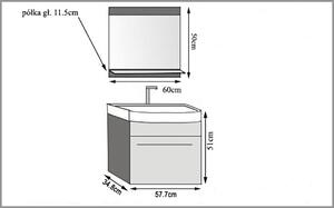 Koupelnový nábytek Belini šedý mat / bílý mat + umyvadlo + zrcadlo ROD M 1/0/W/SRW/0/ZW