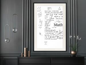 Plakát Matematika - černobílé matematické rovnice a geometrické tvary
