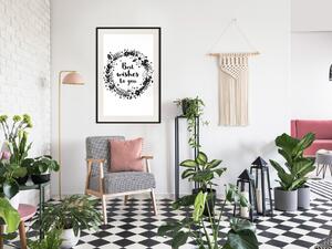 Plakát Vše nejlepší tobě - černobílá ilustrace s rostlinami a nápisy