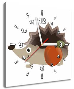 Obraz s hodinami Ježek s jablíčkem Rozměry: 30 x 30 cm
