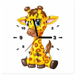 Obraz s hodinami Veselá žirafa Rozměry: 40 x 40 cm
