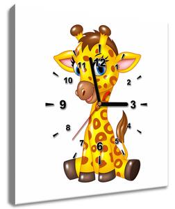 Obraz s hodinami Veselá žirafa Rozměry: 30 x 30 cm