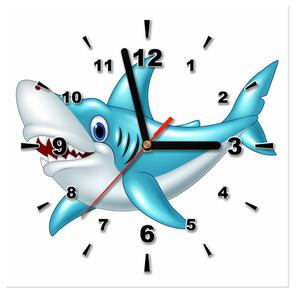 Obraz s hodinami Modrý žralok Rozměry: 30 x 30 cm