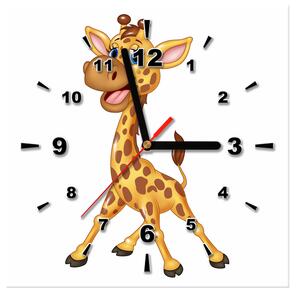 Obraz s hodinami Velká žirafa Rozměry: 30 x 30 cm