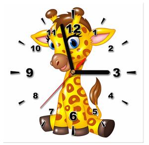 Obraz s hodinami Veselá žirafa Rozměry: 40 x 40 cm