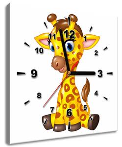 Obraz s hodinami Veselá žirafa Rozměry: 30 x 30 cm