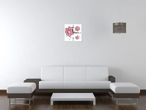 Obraz s hodinami Růžové kvítky Rozměry: 30 x 30 cm