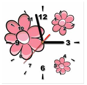 Obraz s hodinami Růžové kvítky Rozměry: 30 x 30 cm