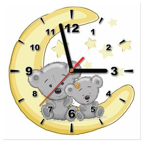 Obraz s hodinami Roztomilí medvídci na měsíci Rozměry: 30 x 30 cm