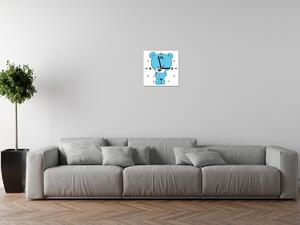 Obraz s hodinami Modrý medvídek Rozměry: 30 x 30 cm