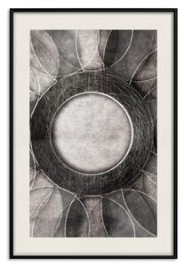 Plakát Poškrábaný kov - černobílá abstraktní geometrická kompozice