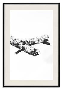 Plakát Stromová větev - černobílá kompozice s vyschlým kusem dřeva