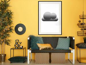 Plakát Černý mrak - geometrické tvary ponořené v odstínech šedi a bílém pozadí