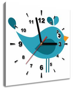 Obraz s hodinami Modrý ptáček Rozměry: 30 x 30 cm