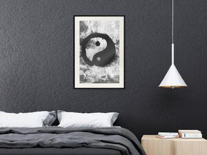 Plakát Jin a jang - černobílá abstrakce s čínským symbolem dobra a zla