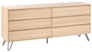 Komoda se 6 zásuvkami CARDIGAN Světle hnědá